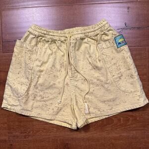Meals Chef Shorts Womens L 2.5" Yellow Speckle Cotton Canvas Made in USA Retro